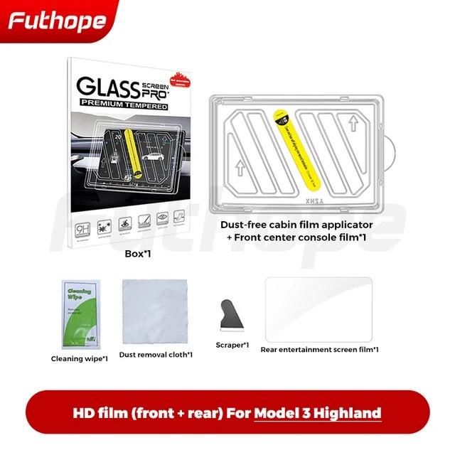 Protezione Schermo in Vetro Temperato Futhope per Tesla Model 3 Highland Y 2021-2024 Pellicola Protettiva Opaca Antiriflesso HD per Schermo Centrale