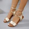Fashion 2024Summer New Lace-up  Fashion Outside Square Toe Sexy Sandals for Women Fashion All-match Cross-tied Solid  Women Sandals
