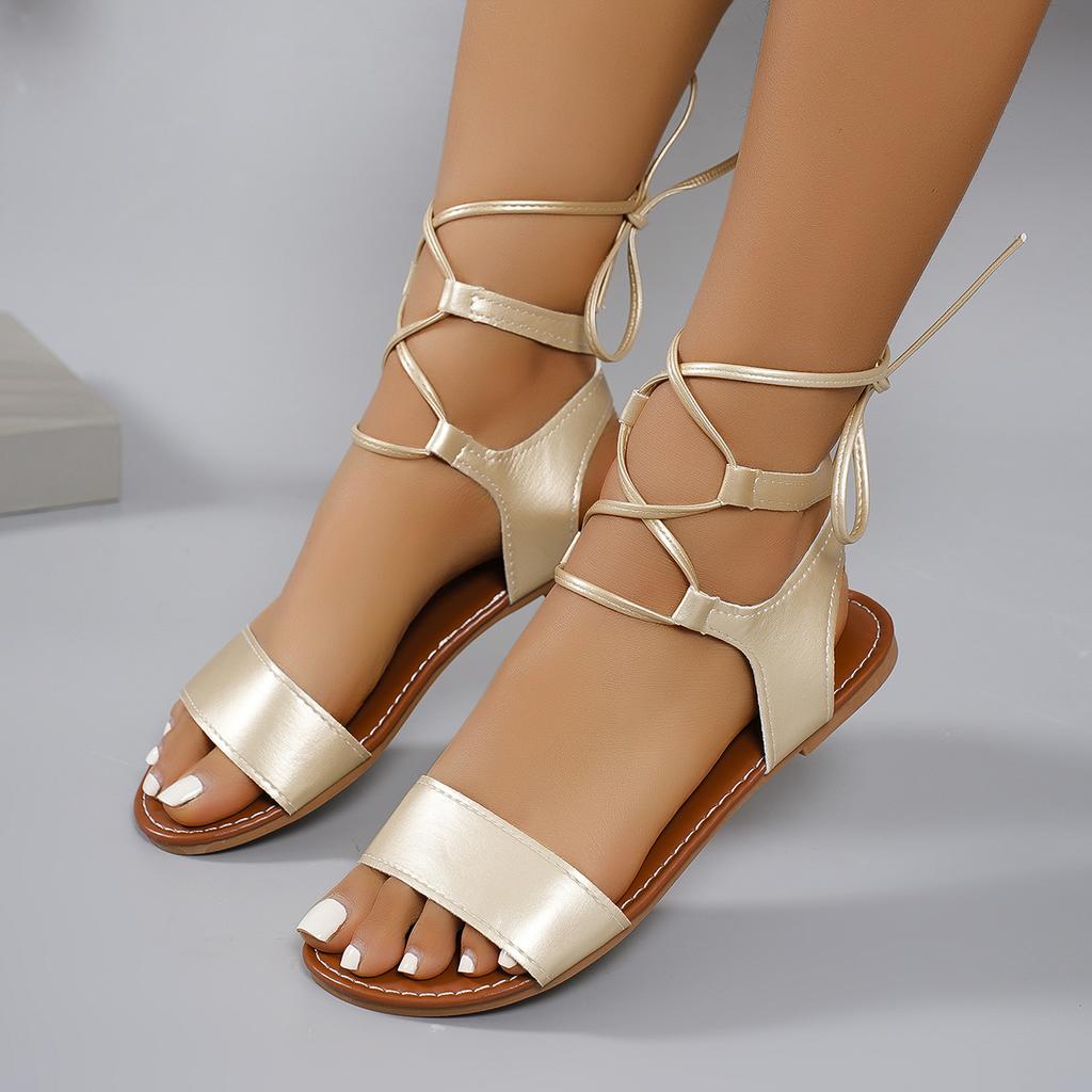Fashion 2024Summer New Lace-up  Fashion Outside Square Toe Sexy Sandals for Women Fashion All-match Cross-tied Solid  Women Sandals