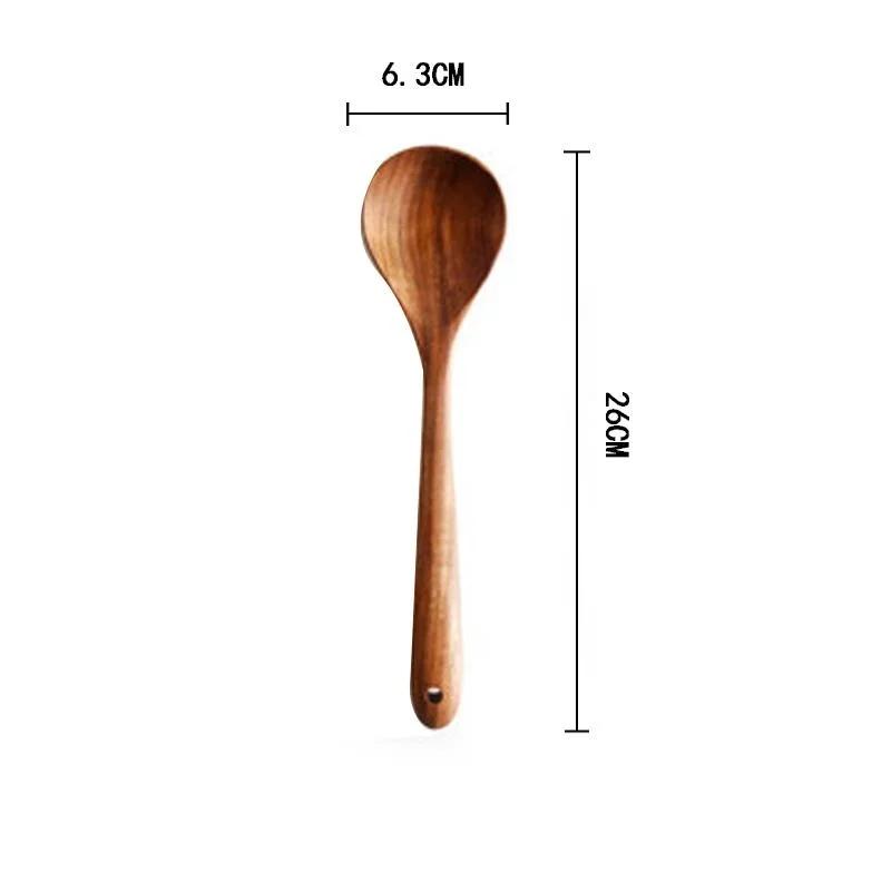 1 Pcs Acacia Wooden Spatula Non Stick Pan Special Stir Fry Shovel Household Wooden Spatula Salad Fork Strainer Soup Spoon