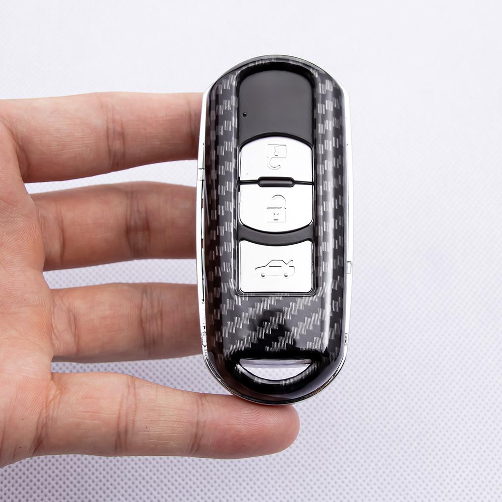 Carbon Fiber Car Key Case Cover Fob Chain Ring  For Mazda 2 3 6 Cx-3 Cx3 Cx-5 Cx5 Cx-9 Cx9 Mx-5 Mx5 Accessories