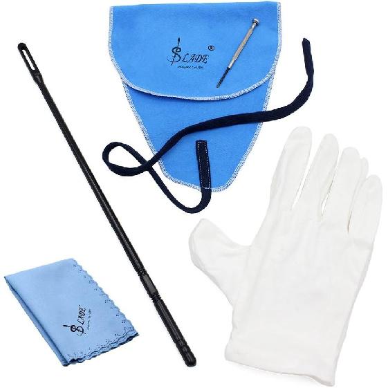 Flute Cleaning Kit with Cleaning Cloth Plastic Stick Screwdriver Gloves Set of 5