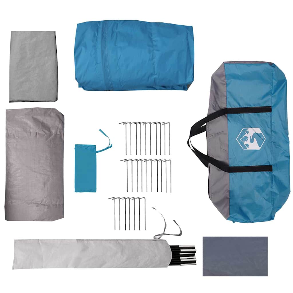 4 Person Tunnel Tent with Roof Blue and Grey 740 x 370 x 220 cm