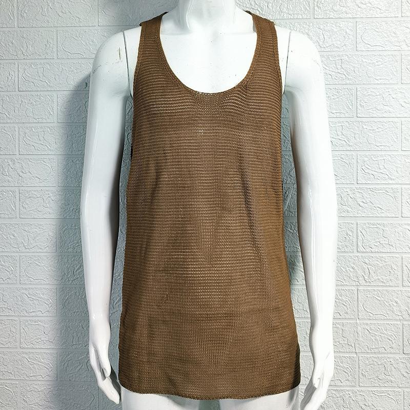 

Men s Sweater Vest Loose-fitting Sleeveless Knitted Vest for Summer XXXL коричневий