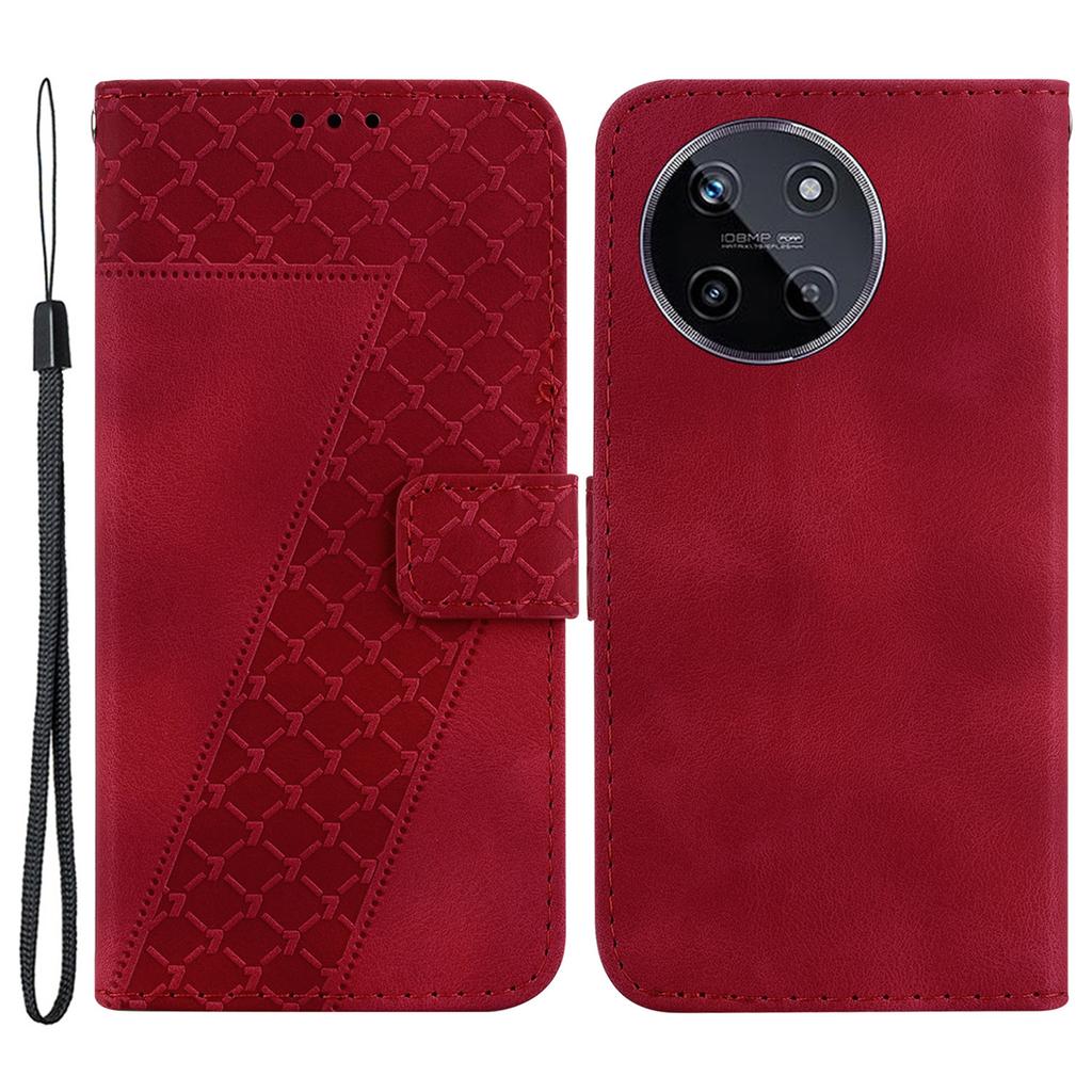 For Realme 11 4G (159.9x73.3x7.95mm) Leather Case Wallet Cover 7-Shape Pattern