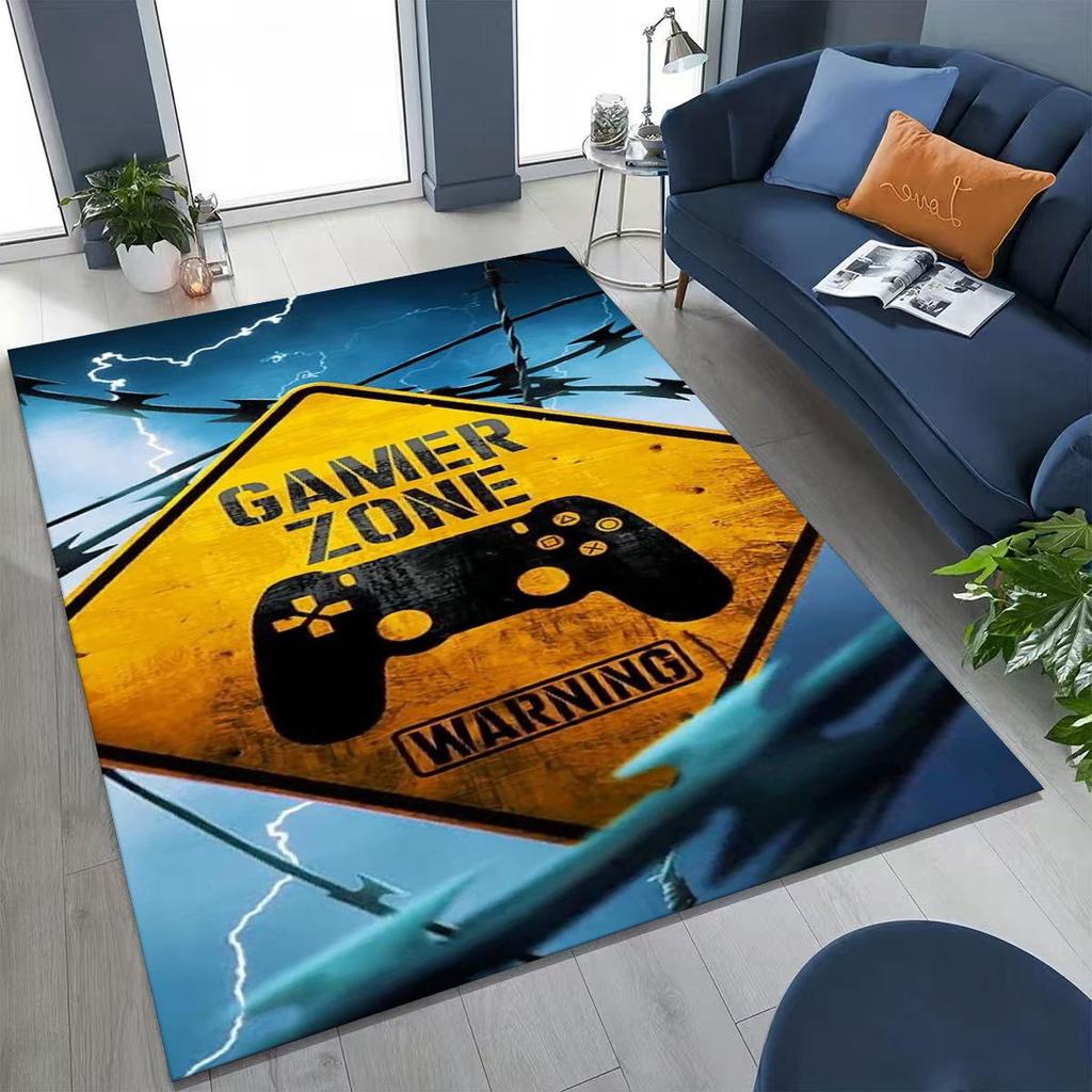 New Gamer Zone Game Controller Cartoon Playroom Rug for Bedroom Living Room Sofa Home Doormat Decor, Kid Non-slip Floor Mat