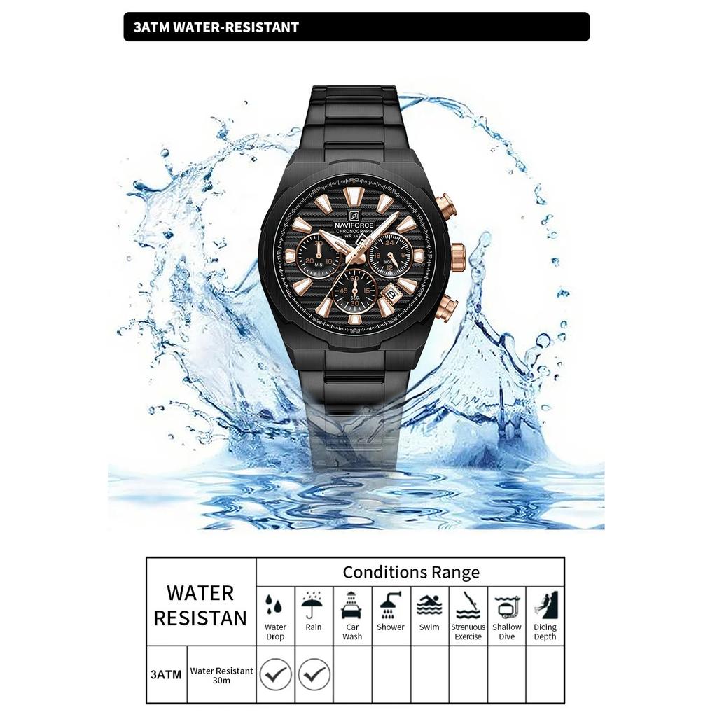 Mens Watches Stainless Steel Watch Waterproof Luxury Quartz Clock Chronograph Luminous Wristwatches Relogio Masculino