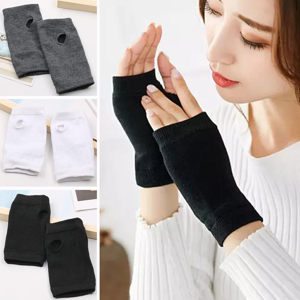 Spring and summer cotton gloves, half-finger sports dew gloves, knitted short men's and women's autumn and winter thin DIY arm cover