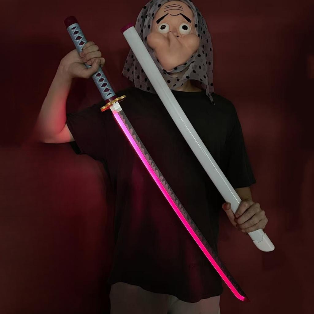 104cm Luminous Tomioka Giyuu Katana Kimetsu No Yaiba Light Sword Anime Demon Slayer Cosplay Prop Real Size Japanese Katana Toy