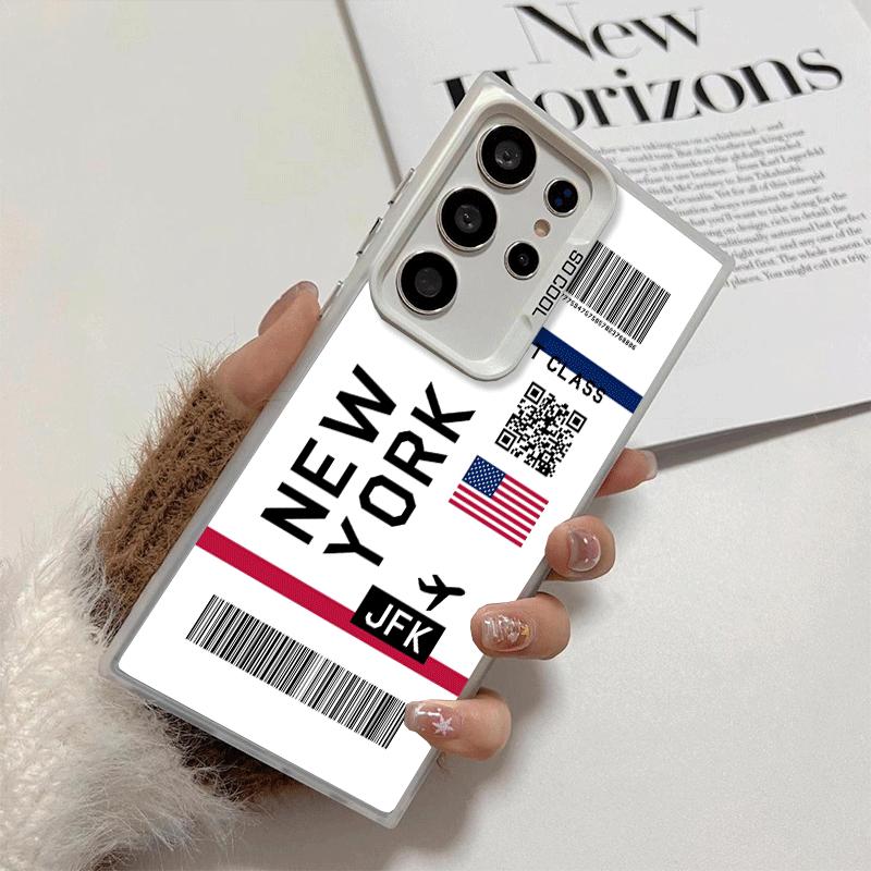 Travel Air Ticket Label Shockproof Phone Case for Samsung Galaxy S26 Edge S25 Ultra S24 FE S23 Plus S21 Cover Anti Fall Fundas