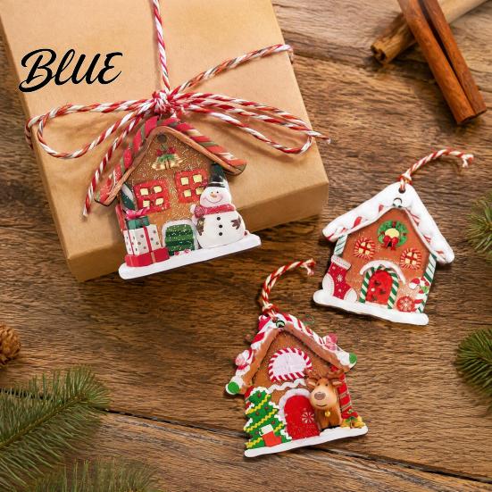 Christmas Fireplace Decorations 12Pcs Wooden Gingerbread House Ornaments for Tree Decorations, Rustic Hanging Xmas Gift Tags Decor with Festive Candy