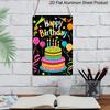 2D Flat Decorative 8×12 Inch Aluminum Plaque Metal Sign | Happy Birthday Colorful Cake & Balloon Design; Ideal for Birthday Party & Home Wall Decor