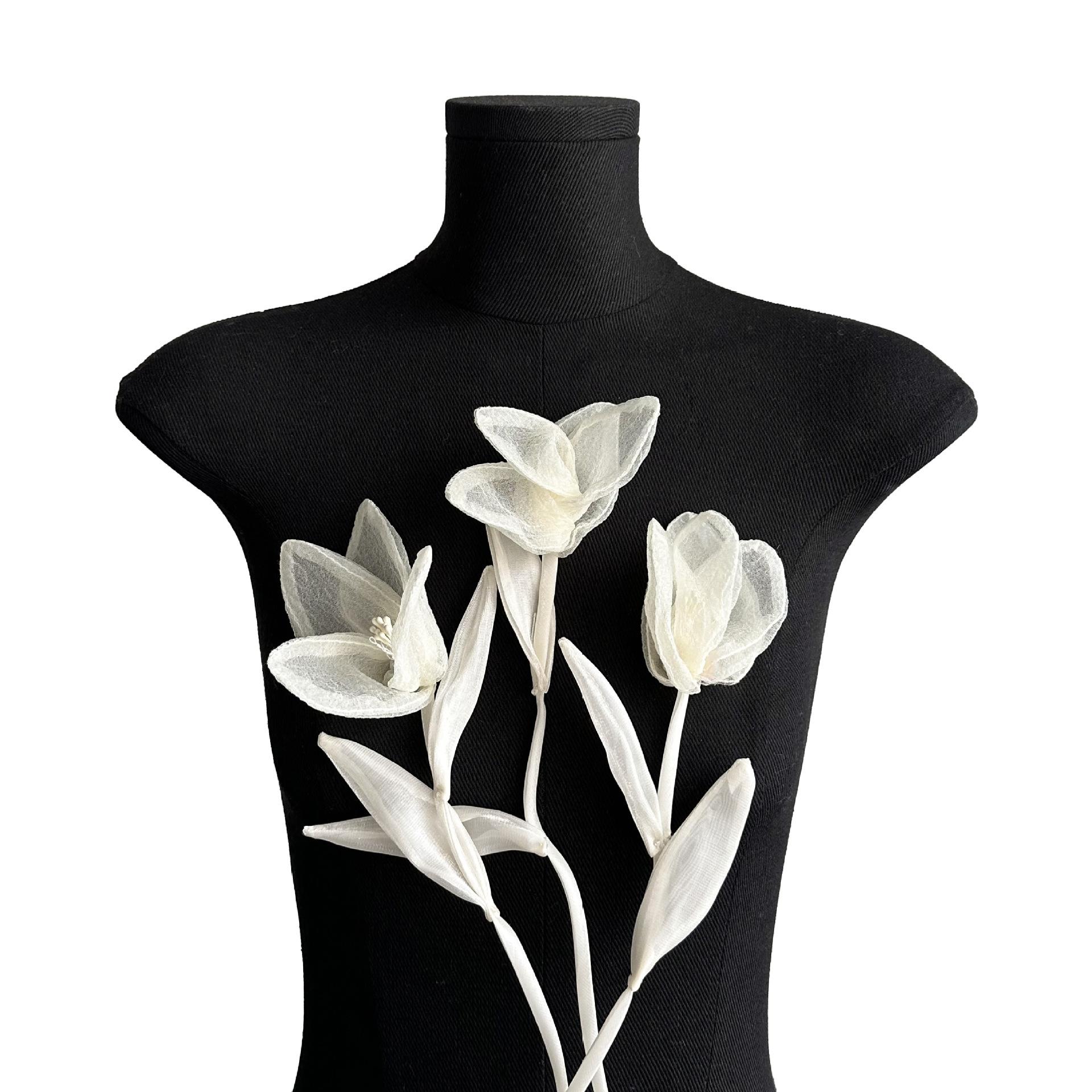 

Тюльпан Марля Ручная работа Цветок Сделай сам Одежда Шляпа Сумка Корсаж Украшение Цветочные аксессуары Аксессуары для одежды