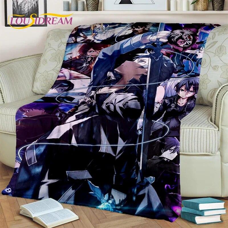 SAO Novel Cartoon Sword Art Online Decke, weiche Überwurfdecke für Zuhause, Schlafzimmer, Bett, Sofa, Picknick, Reisen, Büro, Decke für Kinder