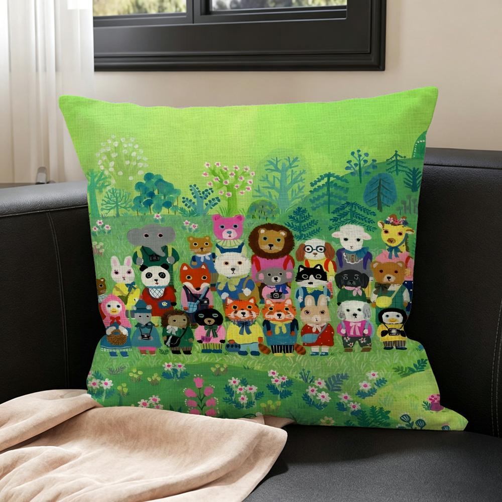 Y-Yumi Kitagishi Cushion Cover Natural Linen Pillowcase Set, All-In-One Decor For Sofa, Bedroom & Chair