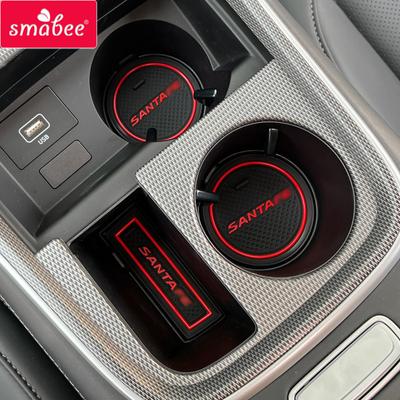 Smabee Anti-Slip Gate Slot Mat for Hyundai SantaFe 2024 2024 Non-Slip Door Groove Pad Cup Holder Interior Accessories Coaster