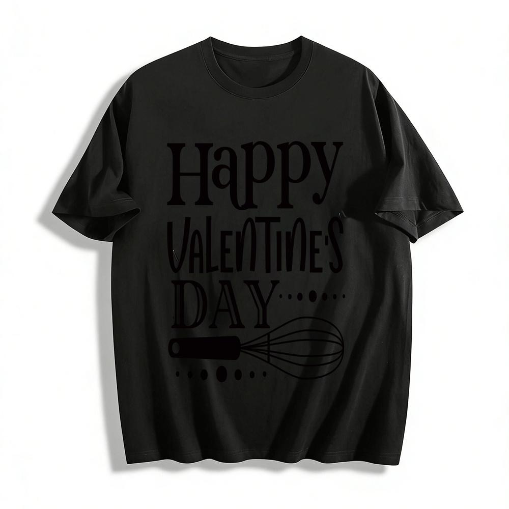 Happy Valentine s Day Baking Whisk Graphic Print Casual Tee Pure cotton T-shirt XXS
