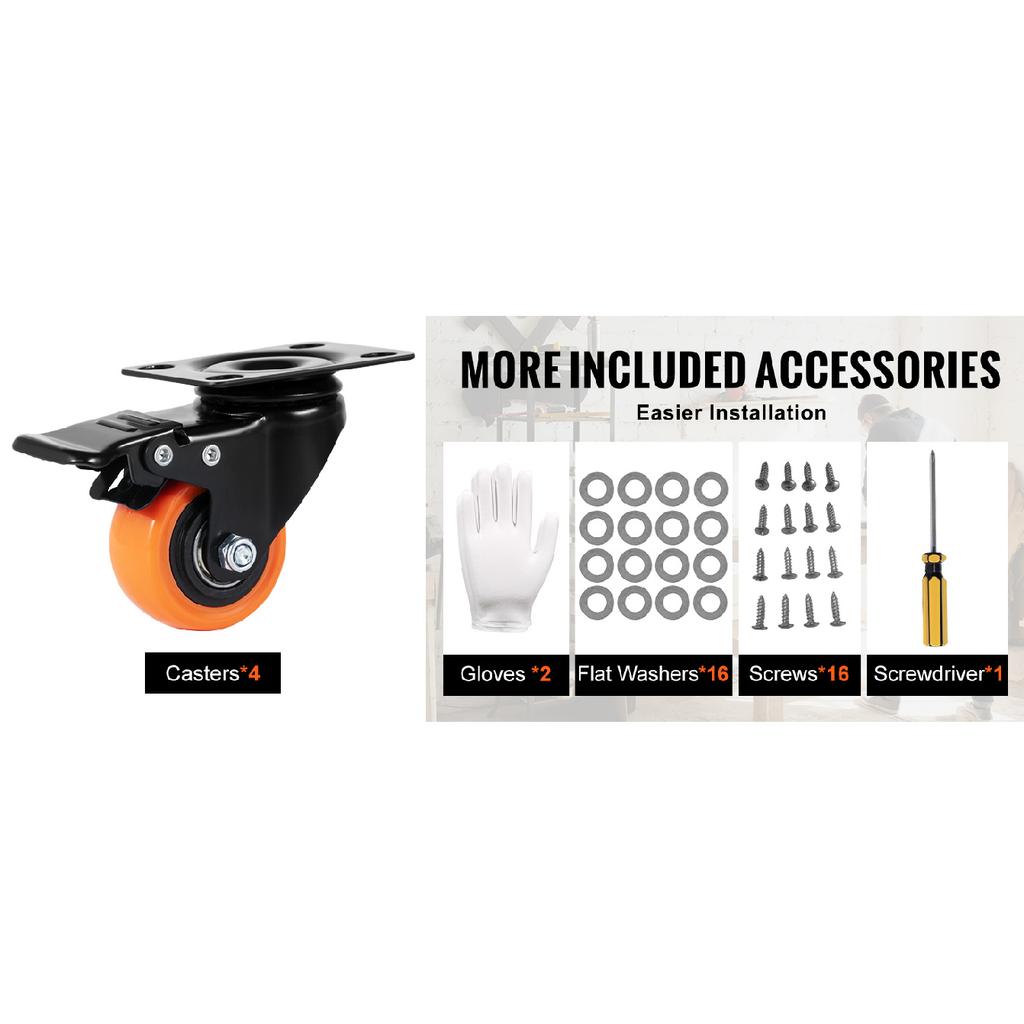 SucceBuy 2/3/4/5/6-inch Swivel Plate Casters Set of 4 with Security Dual Locking PVC Caster Wheels for Cart Furniture Workbench