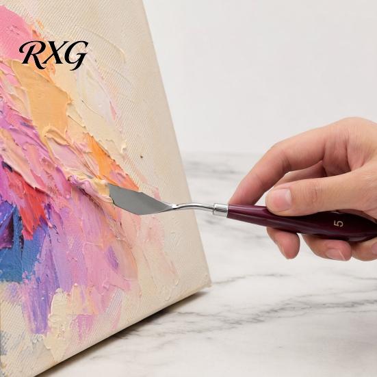 Color Mixing Spatula Set 5Pcs Palette Knife with 6 Paint Scraper, Stainless Steel Durable Scrapers Knife, Oil Metal Knives for Texture Art Blending