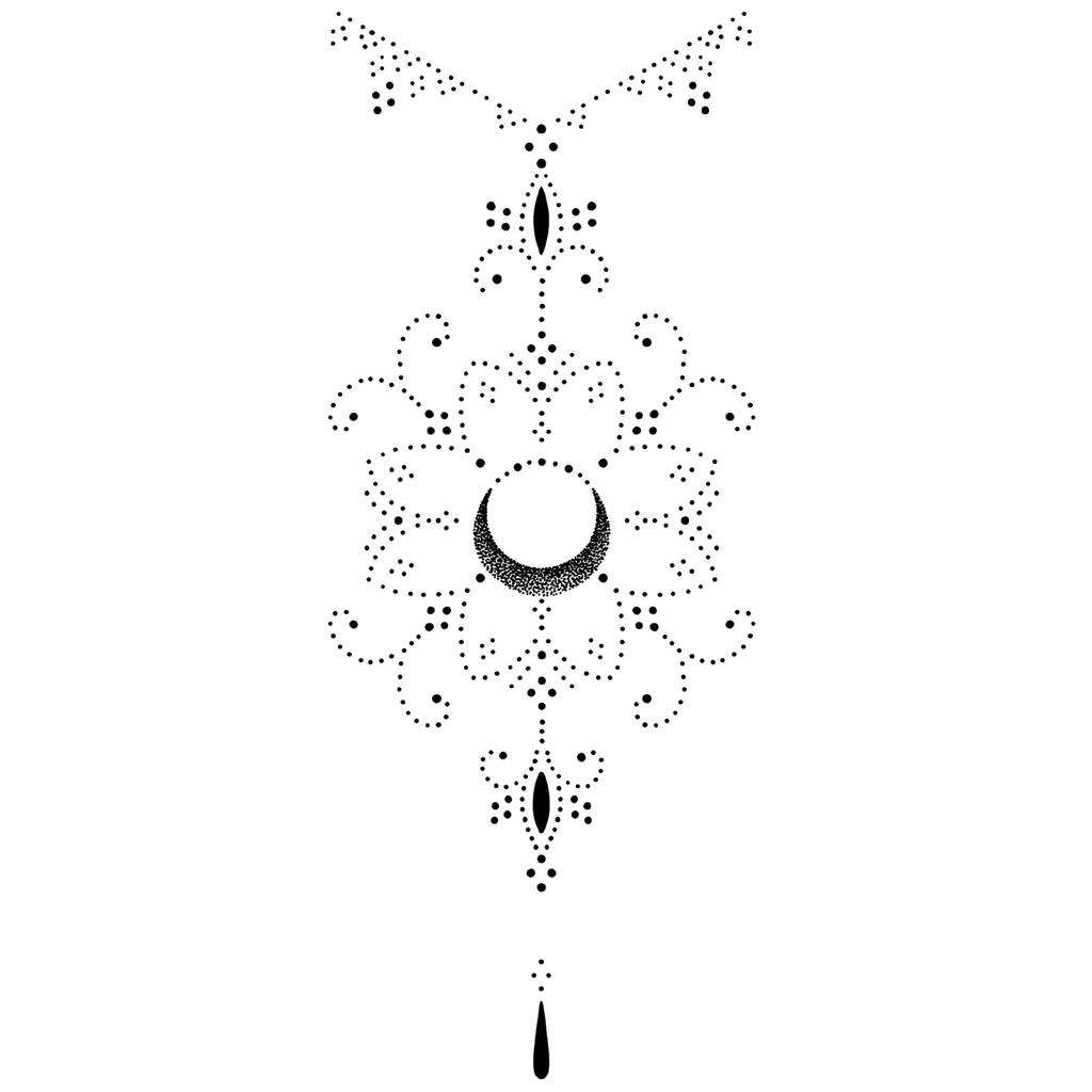 Advanced Sense Domineering Personality Thorn Totem Ribbon Sun Moon Stars Flower Lines Tattoo Sticker