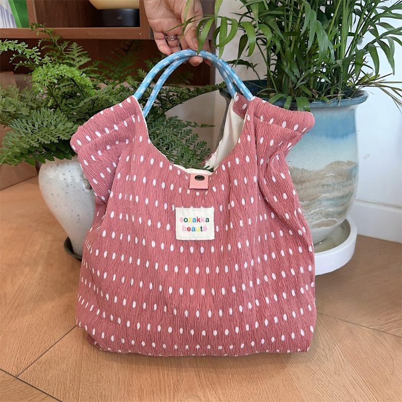 5 wrinkled cloth printed handbag spring and summer thin shopping handbag fresh floral large-capacity cloth bag