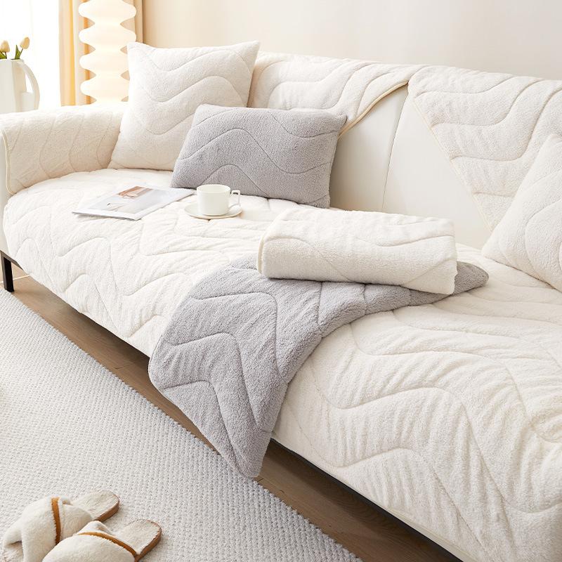 Nordic Quilting Wave Sofa Cover for Living Room Non-Slip Thick Plush Couch Cushion Mat Corner Sofa Cover Sofas Towel Home Decor