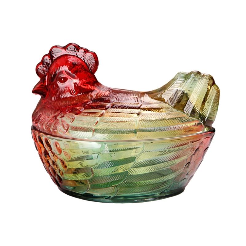 Elegant Crystal Glass Chicken Shaped Storage Jar With Lid For Candy Nut Home Decoration Kitchen Dining Room