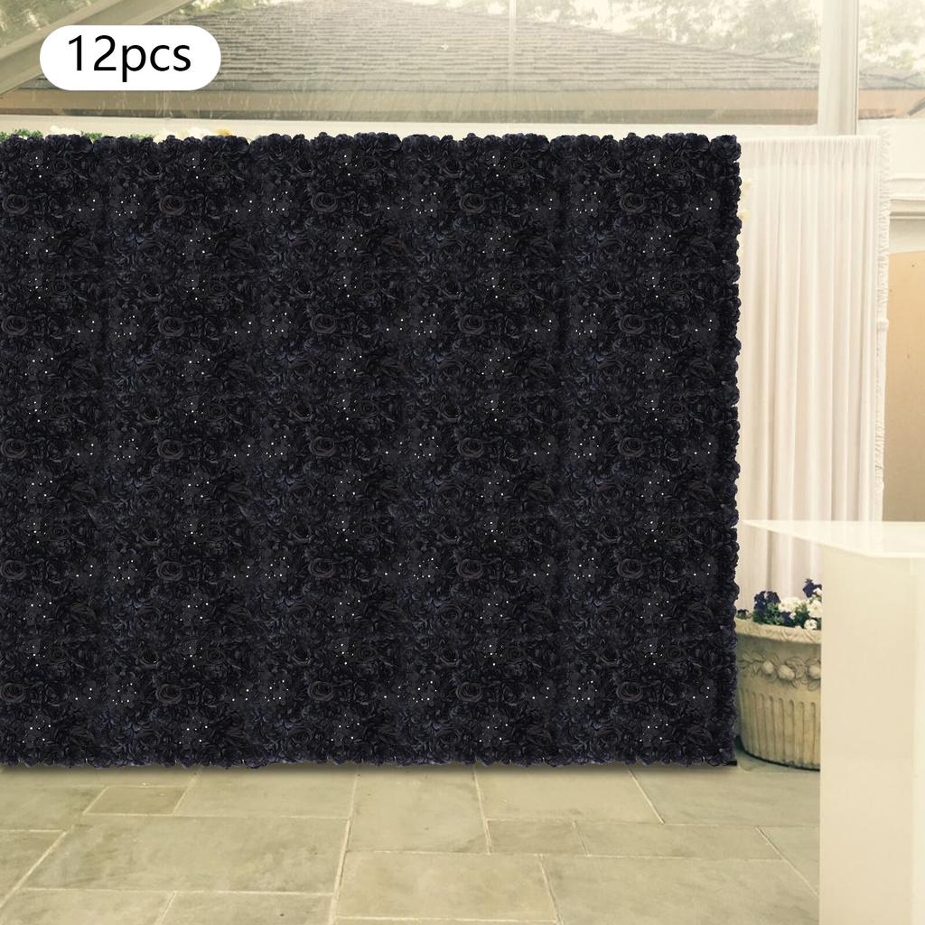12 Pcs Artificial Flower Wall Panel, Hanging Garden Decor with Hydrangea Dahlia Rose, 23.6x15.7in Silk Free Vertical Greenery