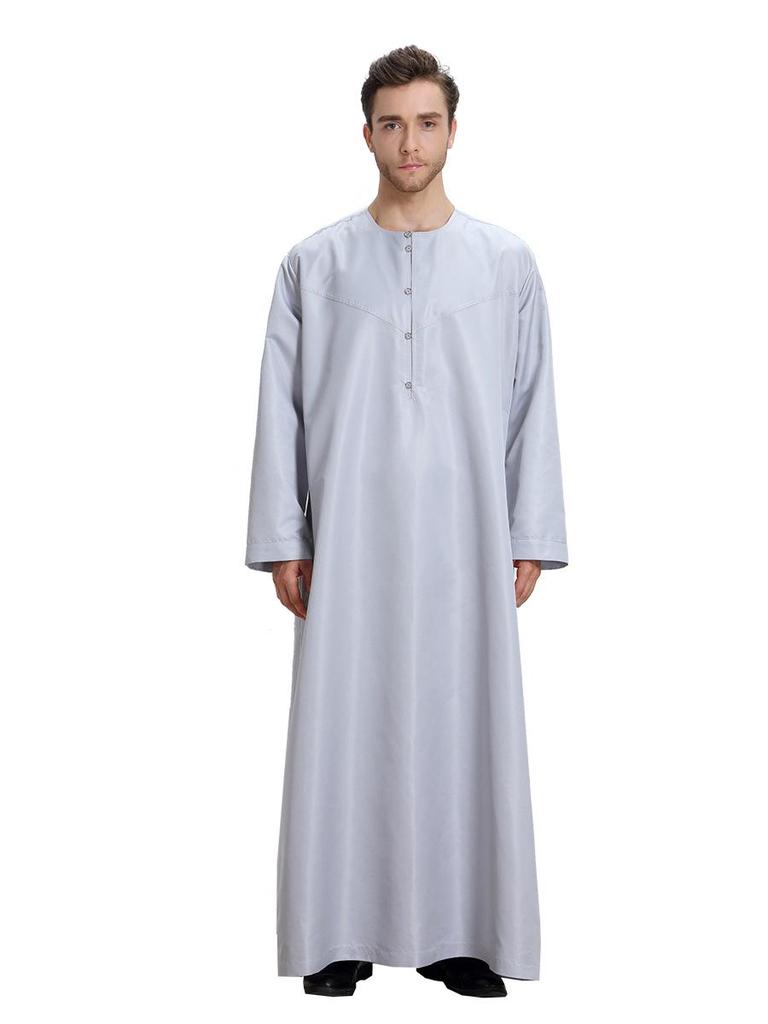 Middle East Men's Long-Sleeve Solid Color Robe TH808