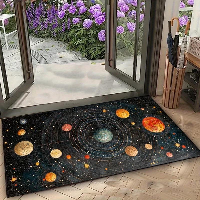 Starry Sky Moon Theme Door Mat Easy To Clean Outdoor Suitable for Home Such Doors Living Rooms Kitchens Bedrooms Decor Carpet