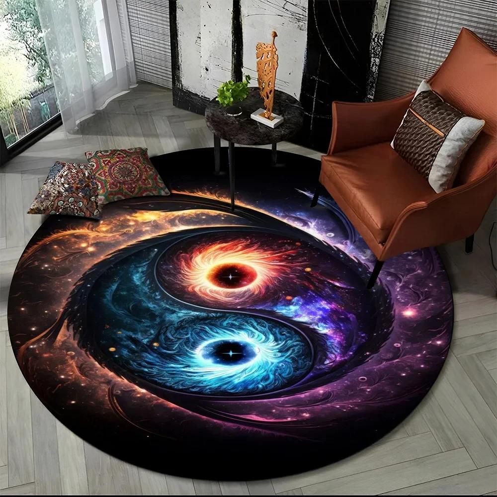 3D Naturalize Yin and Yang Chinese Tai Chi Round Carpet Circle Area Rug for Living Room Bedroom Decor Doormat Non-slip Floor Mat