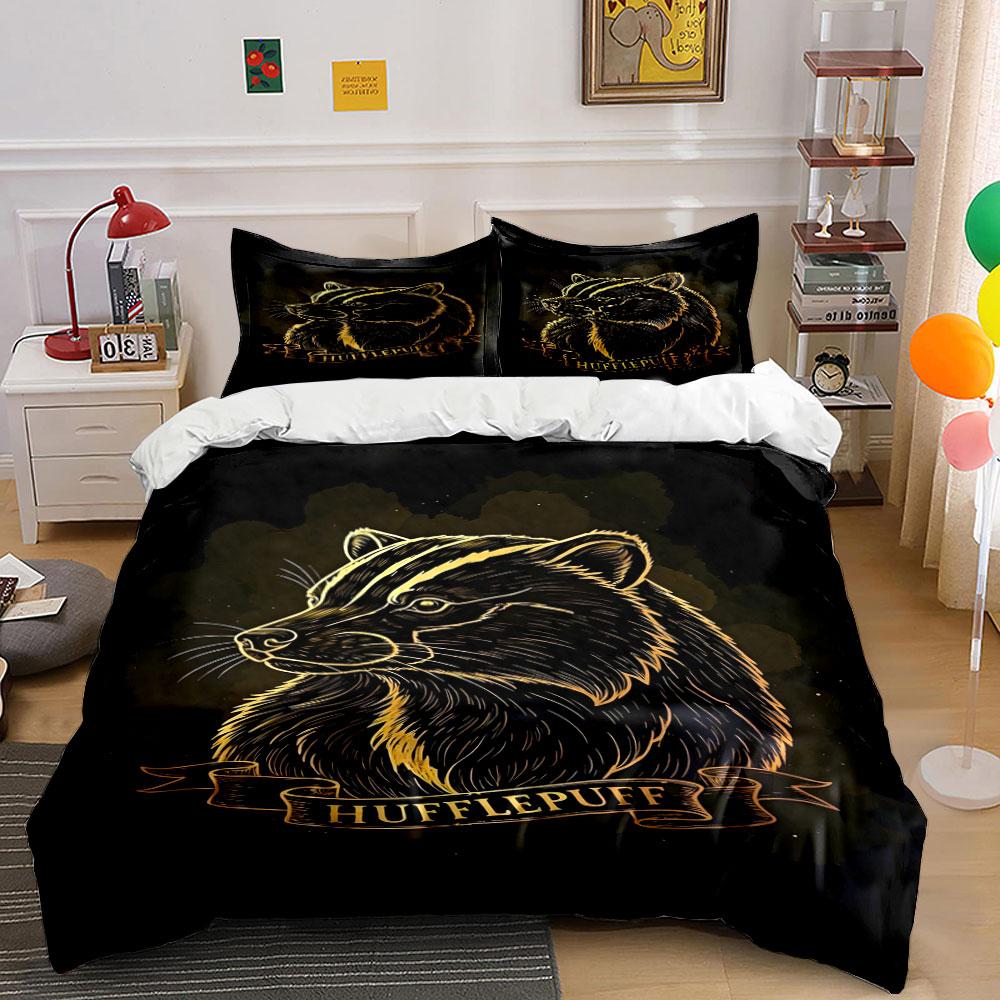Badger with Hufflepuff banner. Bedding sets Duvet cover sets Duvet covers Pillowcases(1*Duvet Cover 2*Pillowcases without duvet insert) 135x200cm