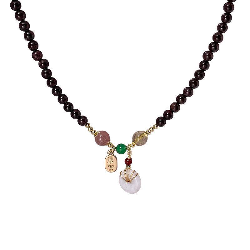 Tourmaline Bead Layered Bracelet for Women, Small-scale, High-end, Long-length Necklace with Sweater Chain