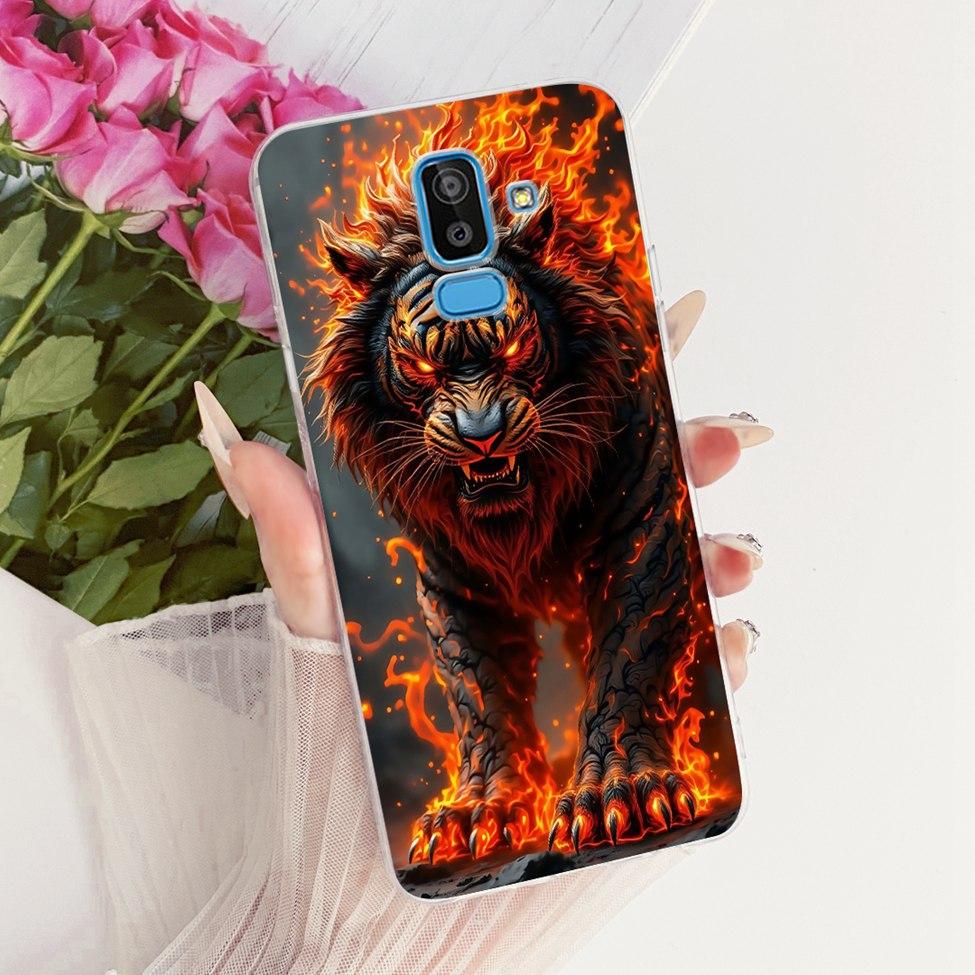Clear Cover For Samsung J8 2018 Case SM-J810G Cute Cat Fashion Butterfly Funny 2D Painted Casing For Samsung Galaxy J8 2018