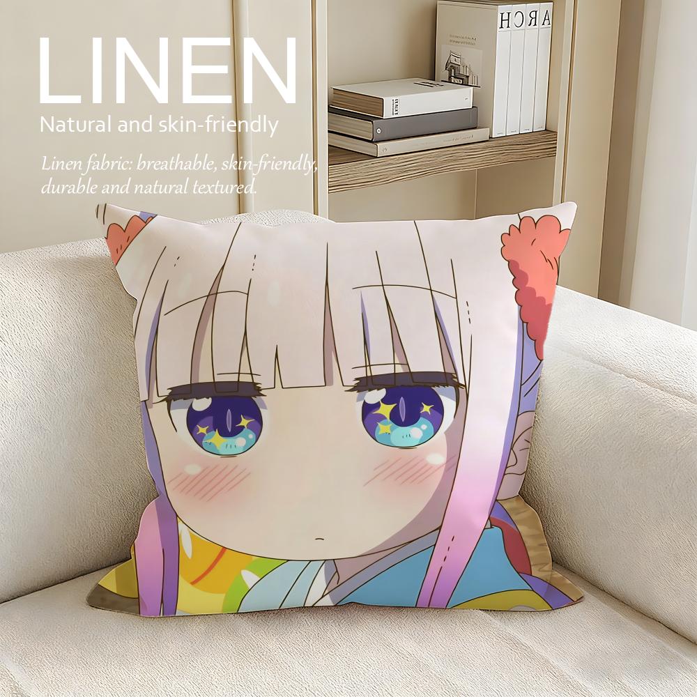 Miss Kobayashis Dragon Maid Cushion Cover Linen Decorative Pillowcase Set Pcs x Breathable Washable Sofa Cushion Cover