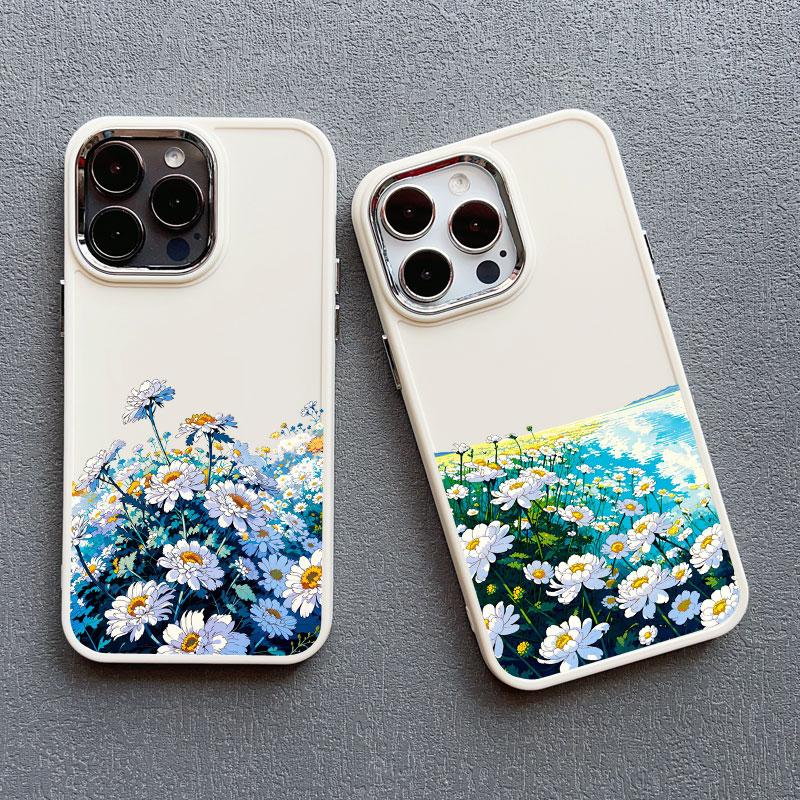 Summer Daisy Flower Phone Case for IPhone 11 12 13 14 15 Pro Max 15 14 8 7 Plus SE 2020 XS X XR Shockproof Silicone Back Cover
