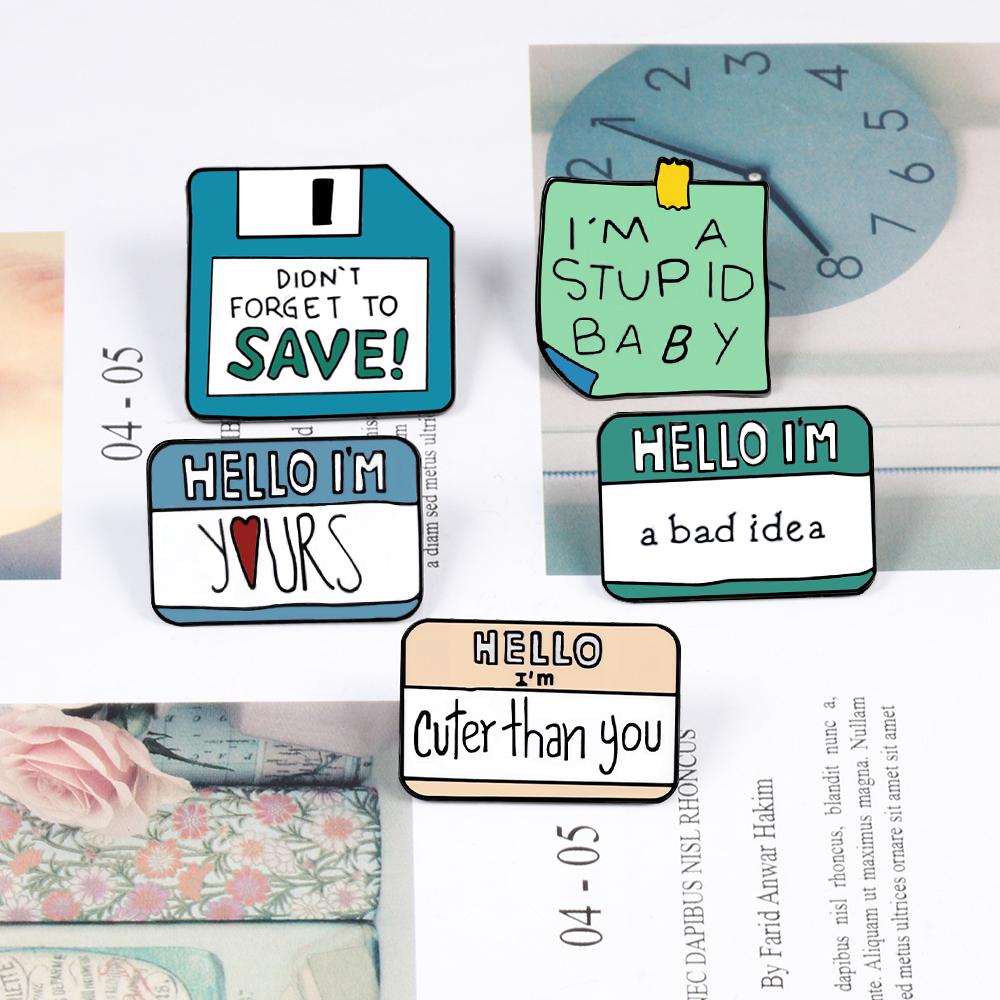 Funny Dialogue Enamel Pins Creative Humor Quotes Brooch Words I'm cuter than you Badges Backpack Lapel Jewelry Kids Friends Gift