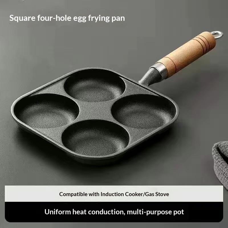 1Pcs Multi Burner Design Cast Iron Non Stick Omelette Pan Pancake And Burger Cooker Suitable For Gas And Electric Stoves