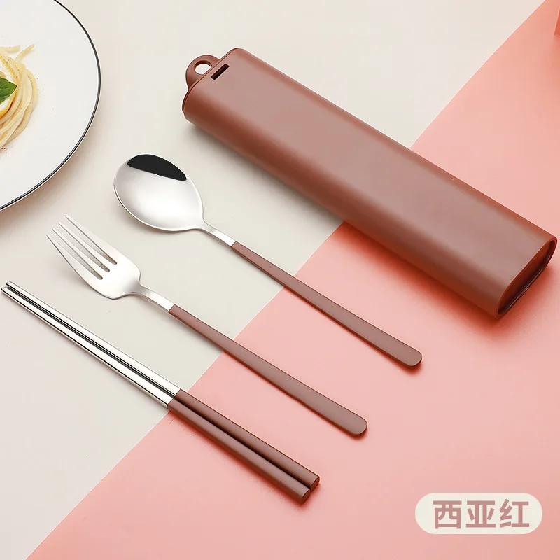 BEPAN 304 Stainless Steel Portable Tableware Set Chopsticks Spoon Outdoor Korean Single Tableware