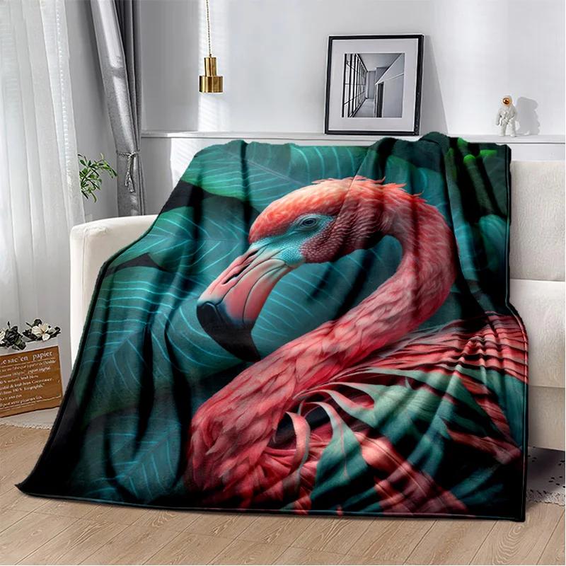 Kreslený růžový plameňák Rainforest Love Bird deka, měkká deka pro domácí postel pohovka pohovka piknik cestovní přikrývka deka děti