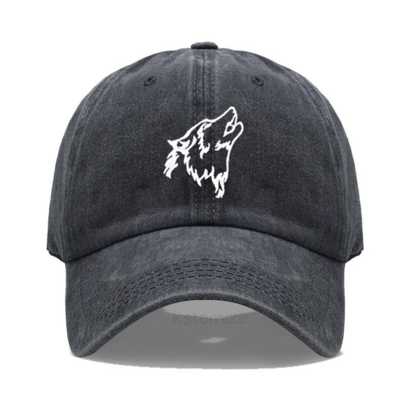 Women's Baseball Cap Men's Washed Cotton Wolf Howl Embroidery Embroidery Dad Hat Sport Golf Caps For Man Sun Hats Dropshipping