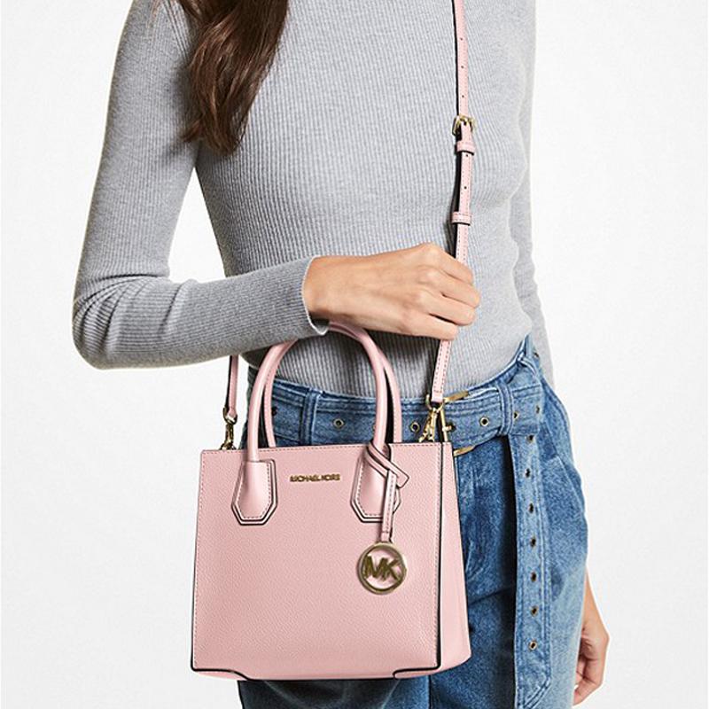 Michael Kors MK Mercer Logo Vintage Solid Color Accordion Shoulder Crossbody Bag Women Handbags Cherry-Blossom-Pink 35S1GM9M2L-648