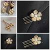 5pcs Retro Golden Flower Hair Forks Hairstyle Tools Wave Zinc Zinc Alloy Barrettes Pearl Side Clips  Banquet