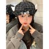 Japanese Cute Plaid Little Bear Wings Cloud Beret Women's Versatile Face Show Small Octagonal Hat Flip Brimmed Painter