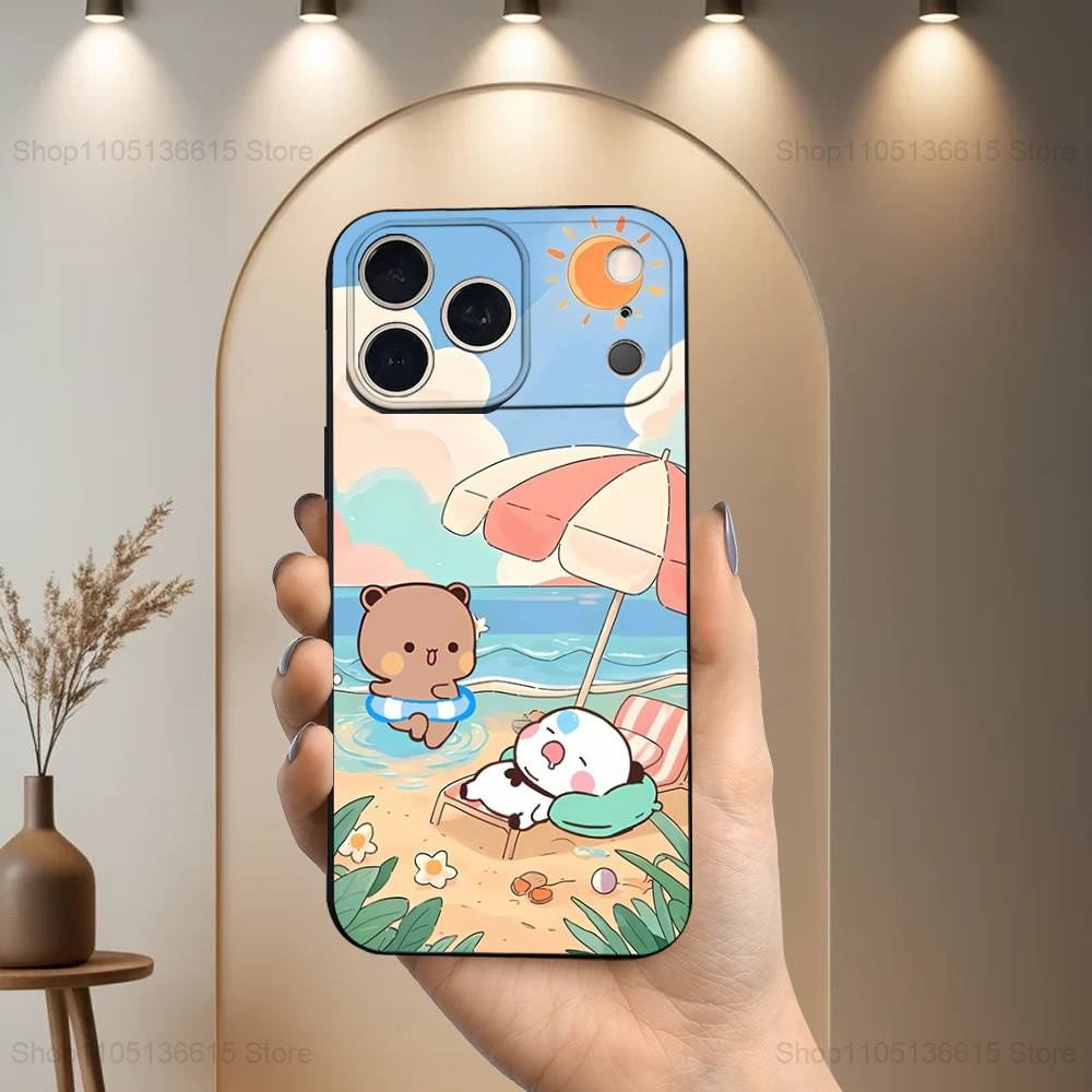 Cute B-BuBu D-DuDu Phone Case For iPhone 17,16,15,14,13,12,11,Plus,Pro Max,XS,X,XR,SE,Mini,8,7,Soft Silicone Black Cover
