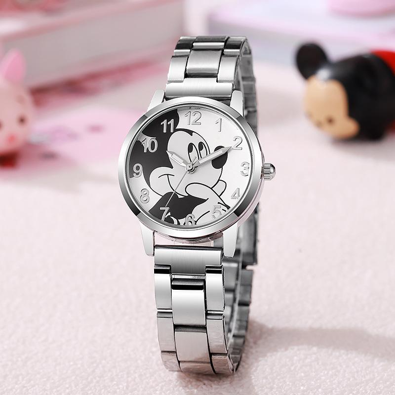Disney Mickey Mouse Minnie Kids Watch Student Cartoon Watch Aolly Steel Quartz Watch Clock Gift