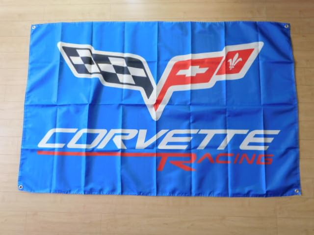 

Corvette Racing Blue Extra Large Flag/Banner, Approximately 150cm x 90cm, Perfect for Decorating Your Room or Garage! American Goods & Car Racing