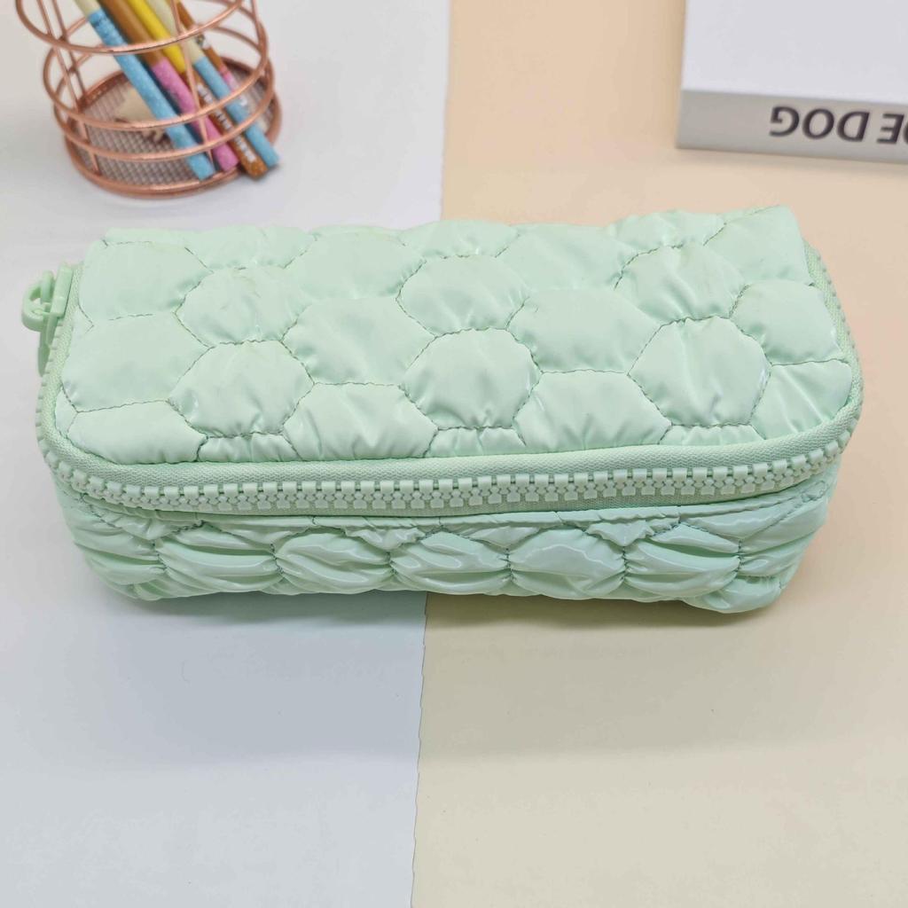 Spacious Korean-Style Pencil Case & Makeup Bag In Girlish Cream