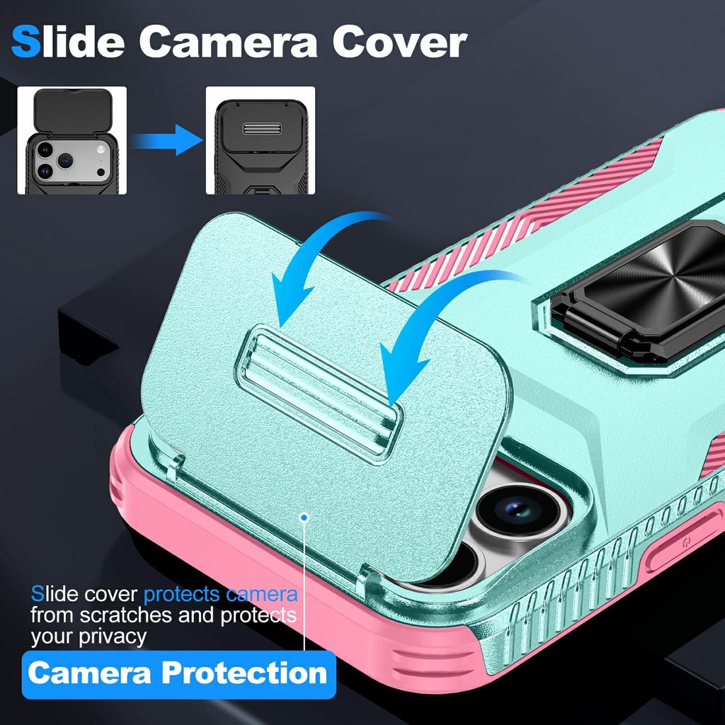 For iPhone 17 Pro Max Case Camshield Kickstand TPU+PC Anti-Slip Phone Cover