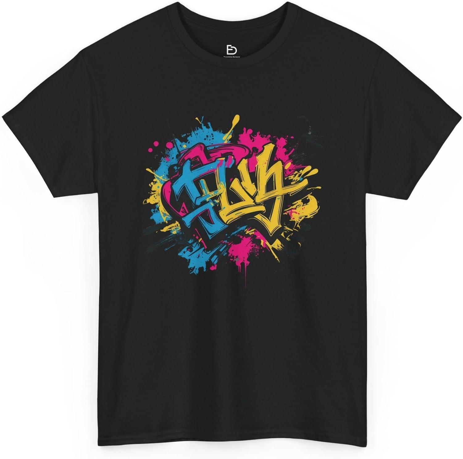 

Street Art Graffiti Graphic T Shirt Men Colorful Urban Style Modern Print Comfortable Trendy Casual Gift XXXXXL чорний